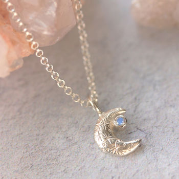 Crescent Moon Silver Moonstone Necklace, 4 of 10