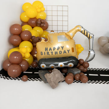 Yellow Excavator Birthday Standing Foil Balloon, 2 of 2