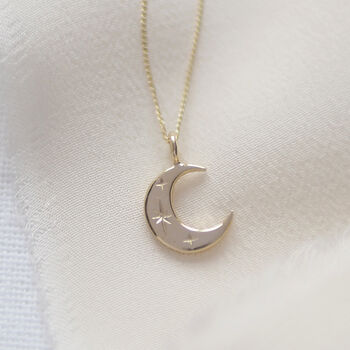 Solid Gold Crescent Moon Necklace, 8 of 11