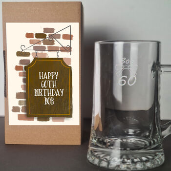 60th Birthday Bow Tie Tankard Glass, 2 of 5