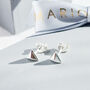 Silver Pyramid Stud Earrings, thumbnail 1 of 6