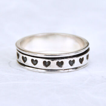 Sterling Silver Mini Hearts Spinning Ring, 3 of 8