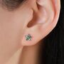 Emerald Green Cz Flower Stud Earrings In Sterling Silver, thumbnail 1 of 7