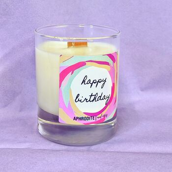 Happy Birthday Vegan Candle With Wooden Wick, 2 of 2