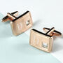 Personalised Rose Gold Plated Cufflinks With Crystal, thumbnail 1 of 7