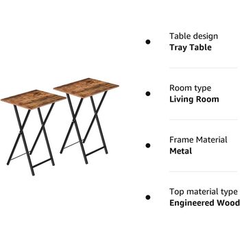 Set Of Two Side Table Folding Coffee Tables End Desk, 5 of 9