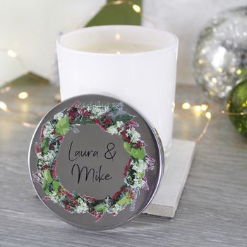 Wreath Scented Christmas Candle With Lid For Couples, 3 of 7