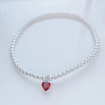 January Heart Birthstone Bracelet Sterling Silver Garnet, 2 of 6