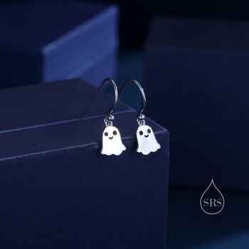 Little Ghost Drop Hook Earrings In Sterling Silver, 2 of 9