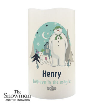 Personalised The Snowman And The Snowdog Christmas Nightlight LED Candle, 4 of 4