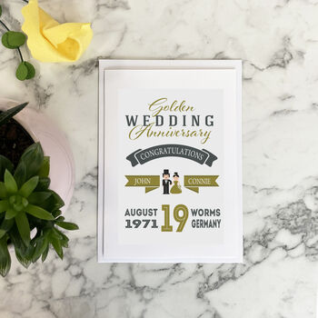 Personalised Golden Wedding Anniversary Card, 2 of 3