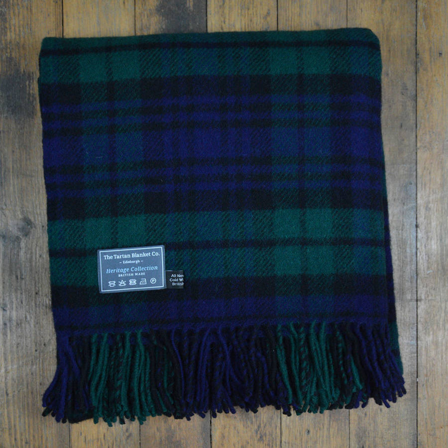 new wool knee blanket in black watch tartan by the tartan blanket co ...