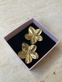 18 K Gold Plated Gold Flower Earrings, 5 of 6