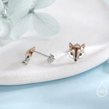 Sterling Silver Fox Head Stud Earrings, 8 of 12