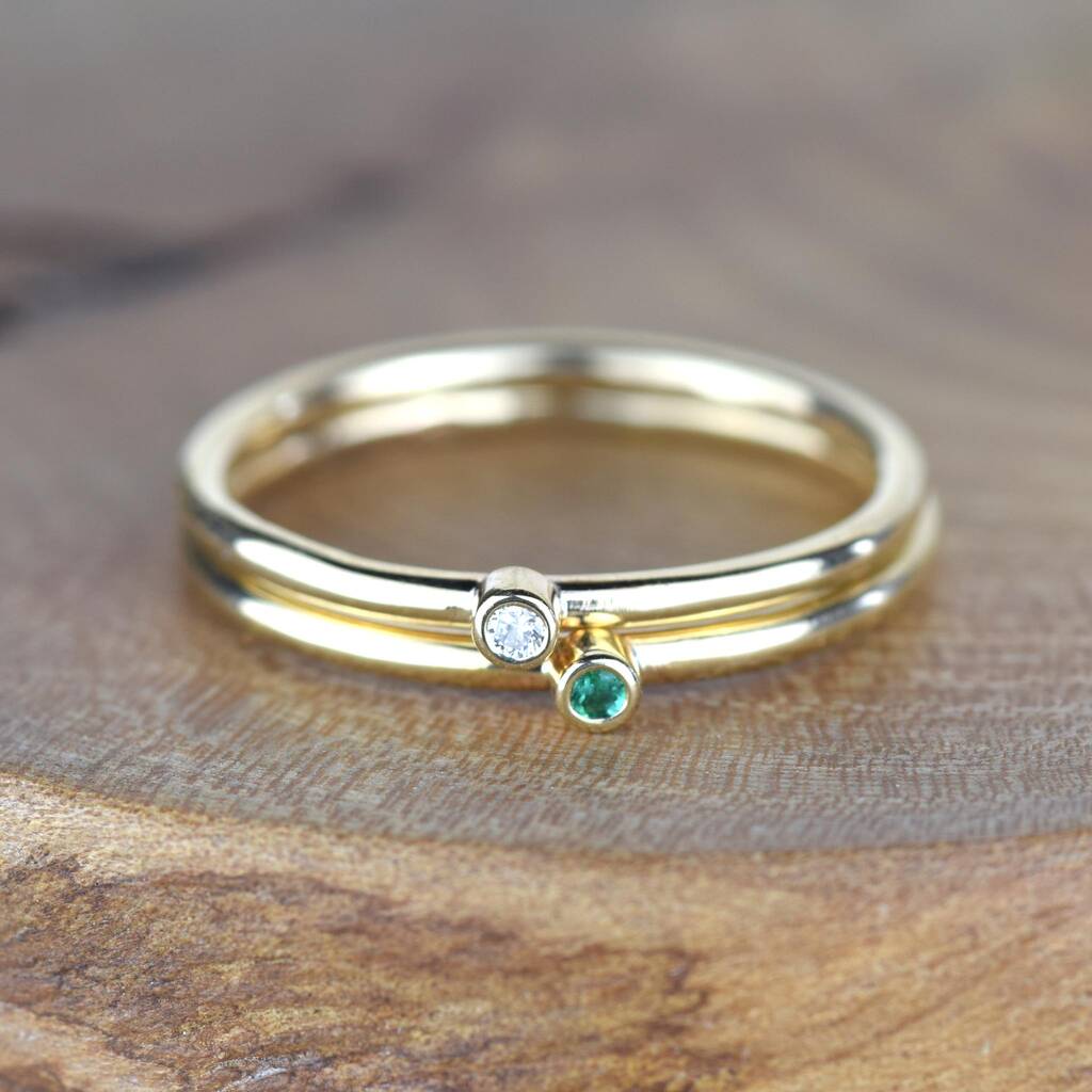 Solid 9ct Gold Handmade Birthstone Stacker Ring By Alison Moore Designs