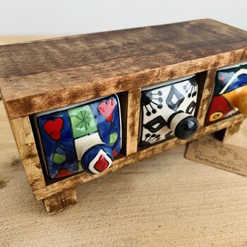 Mini Chest Of Drawers Bohemian Ceramic Storage, 3 of 7