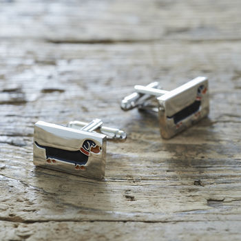 Daddy And Me Dachshund Cufflinks And Dog Tag Set, 2 of 6