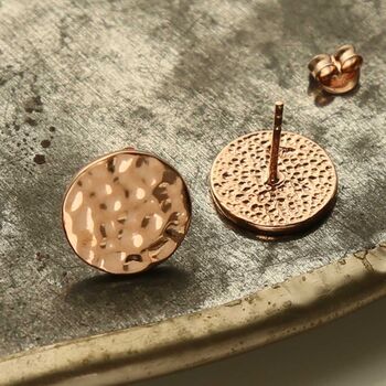 Sterling Silver Hammered Disc Studs, 9 of 11