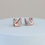 Rose Gold Crystal Swan Stud Earrings, thumbnail 1 of 3