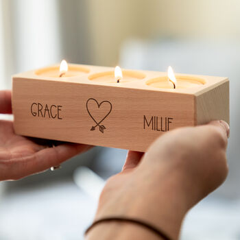 Personalised Heart Candle Holder Gift For Couple, 3 of 5