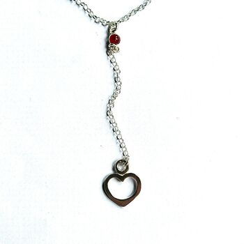 Open Heart Silver Lariat With Love Stone, 3 of 6