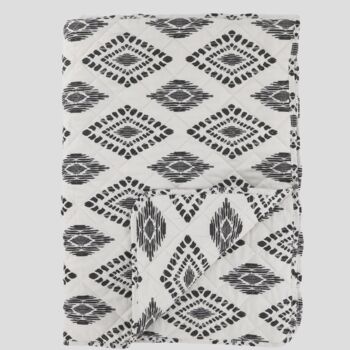 Black And White Ethnic Patterned Quilt Blanket, 3 of 3