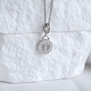 925 Sterling Silver Baby Footprint Charm Necklace Meaningful New Mum Gift, 2 of 6