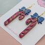 Candy Cane Glitter Resin Christmas Earrings Red And White, Pink And Blue, thumbnail 7 of 8