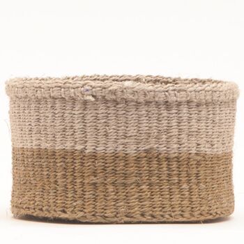 Chali: Charcoal And Sand Duo Colour Block Woven Basket, 4 of 9