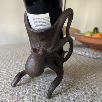 Ollie Octopus Cast Iron Wine Bottle Holder, 3 of 9