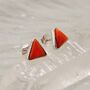 Red Coral Sterling Silver Stud Earrings, thumbnail 1 of 9