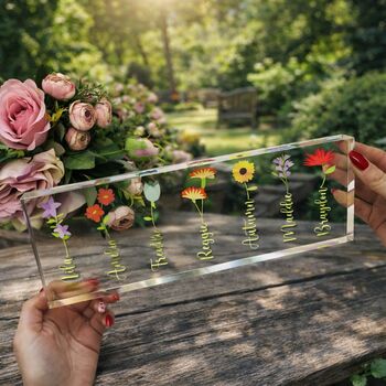 Personalised Flower Name Children Or Grandchildren Acrylic Block, 6 of 7