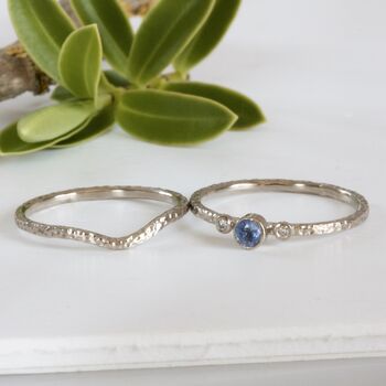 Dainty Diamond And Sapphire 18ct Gold Trilogy Ring, 4 of 7