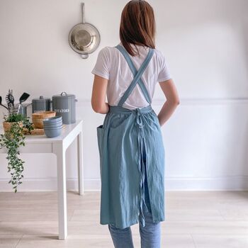 Linen Apron Gift For Her Kitchen Pinafore Cross Back, 6 of 10