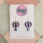 Hot Air Balloon Glitter Earrings / Adventure Awaits Gift For Travellers / New Beginnings Gift / Gift For Graduation Or New Job, thumbnail 1 of 4