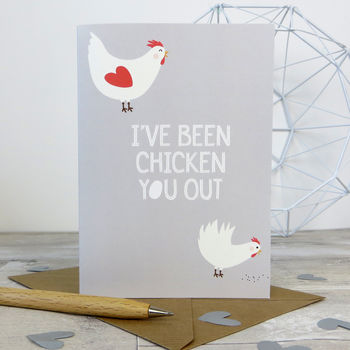 Funny 'Chicken You Out' Love Card By Wink Design