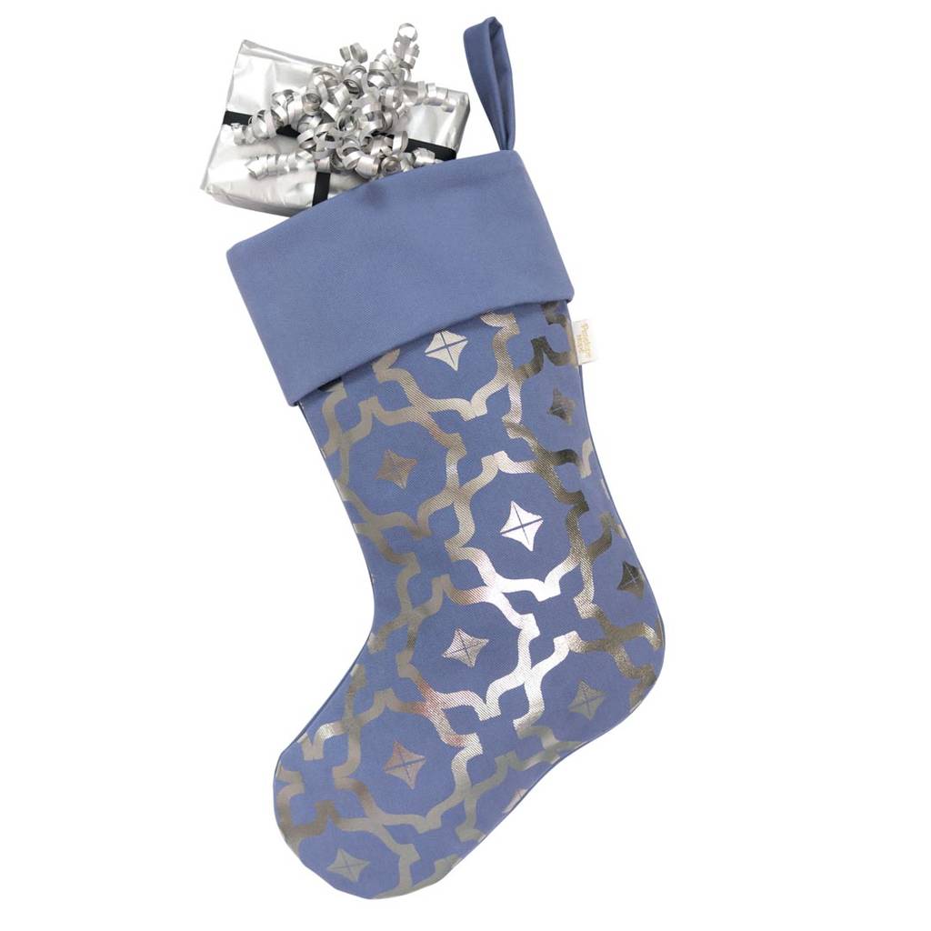 Personalised Medium Christmas Stocking In Blue By Penelope Hope