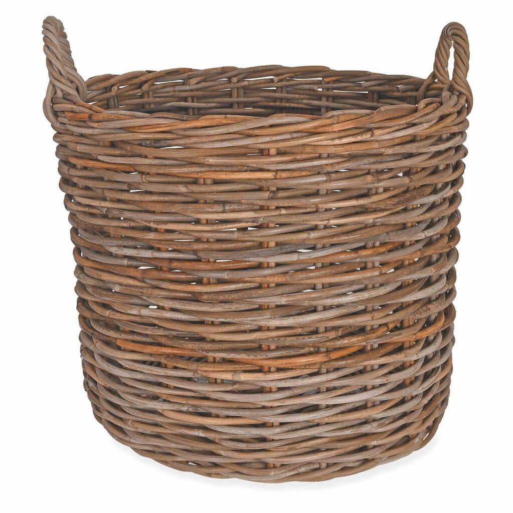 Large Round Log Basket By Idyll Home