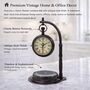 Engraved Vintage Black Desk Clock With Compass Base, thumbnail 5 of 12