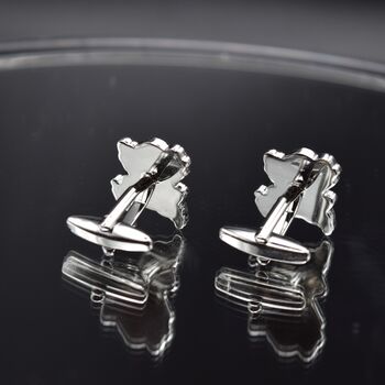 Santa Claus Cufflinks Christmas Gift For Him Festive Red And Silver Design, 5 of 5