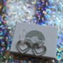 Silver Hoop Rose Quartz Heart Earrings, thumbnail 3 of 4