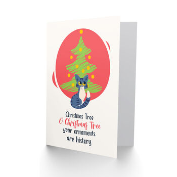 Naughty Kitty Tree Ornaments Christmas Card, 2 of 4