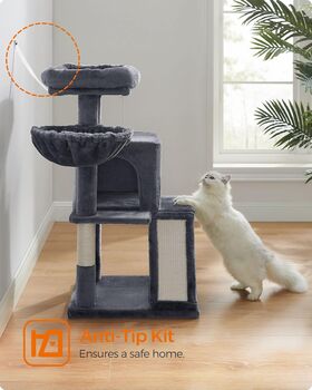 96cm Cat Tree Tower Light Grey With Side Slope, 11 of 12