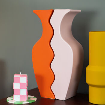 Two Tone Pink Red Vases Set Of Two, 2 of 4