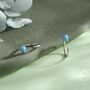 Natural Turquoise Huggie Hoop Threader Earrings In Sterling Silver, thumbnail 5 of 11