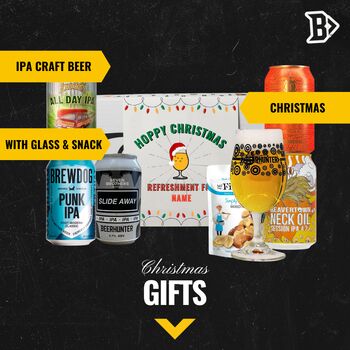 Personalised Ipa Happy Christmas Craft Beer Gift Set With Glass And Snack, 2 of 4