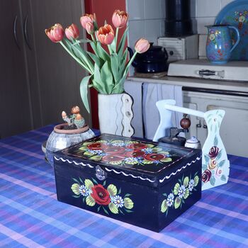 Decorative Canal Roses Painted Wooden Box, 7 of 11