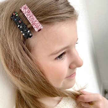 Glitter Mini Hair Clip Set Gold And Silver Christmas Stocking Filler, 2 of 3