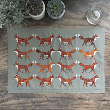 Red Foxes Large Fabric Placemat, 11 of 11