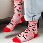 Women's Sausage Dog Love Heart Balloon Bamboo Socks Pink, thumbnail 1 of 5